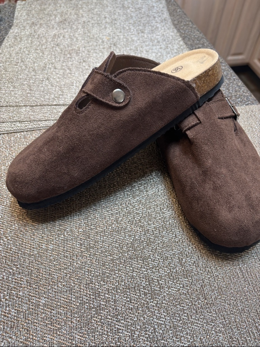Women's Brown Suede Slip-On Mule Clogs